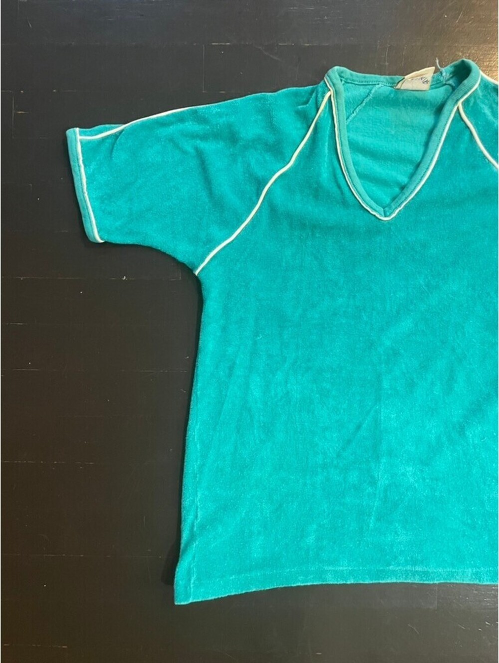 Vintage East Wind Terry Cloth V-Neck Beach Shirt M - Picture 2 of 9